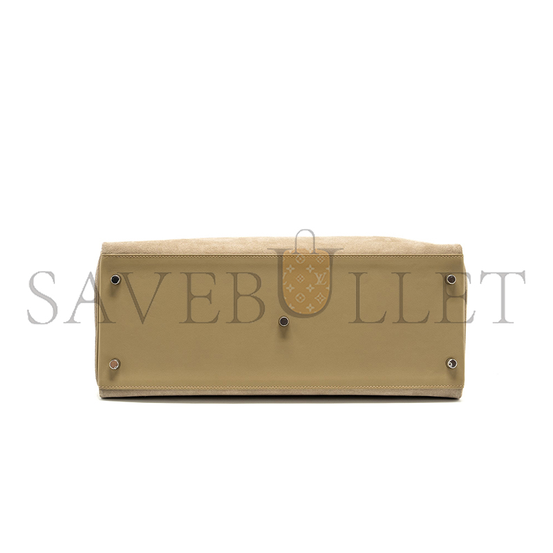 HERMES MASTER MAXI KELLY 42 GRIS CAILLOU GRIZZLY SUEDE AND BEIGE MARFA SWIFT (42*27*17cm)